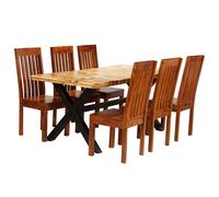 Dining Table Set 7 Pieces and Chair Solid Acacia Mango Wood vidaXL