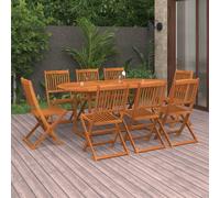 Dining Table Set 8-Seater Brown Solid Acacia Wood 180x90x75cm Foldable Garden XL