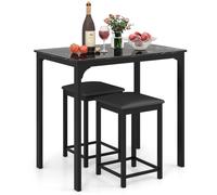 Dining Table Set Counter-height Table 2 Upholstered Stools w/Footrest