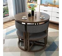 Dining Table Set for 4 Small, 5 Piece Modern Dining Table Set, Round 80cm Breakfast, Includes 4 soft-cushioned chairs, for offices, apartments, study rooms, and balconies,030