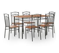 Dining Table Set MDF & Steel Brown/Black - 118x60x75cm Table, 40x48x86cm Dining