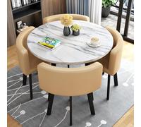 Dining Table Set, Modern Round/Square Table with 4 Chairs, 5-Piece Dining Set for Kitchen and Conference Use