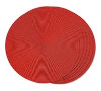 Dining Table Set Of 6 Red Round Braided Placemats For Dining Tables Heat Resistant Woven Washable Non-slip Placemats 38cm