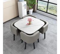 Dining Table Set - Round & Square Conference Table with 4 Chairs, Perfect for Kitchen, 14.80X80X75CM, Stylish & Functional Dining Furniture