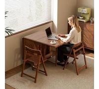 Dining Table Set, Solid Wood Folding Table, with 4 Chairs and Storage Drawer Movable Drop Leaf Kitchen Tables with Wheels for Home Dining Room Small Space Easy Assembly,Ein Tisch150 cm+2Stühle