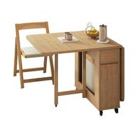 Dining Table Set, Solid Wood Folding Table with 4 Chairs, Drop Leaf Space-Saving Design for Kitchen, Dining Room, or Living Room Use