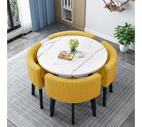 Dining Table Set with 4 Black Chairs - Round/Square Space-Saving Kitchen & Dining Room Furniture for 4 People - Modern Stylish Versatile Design