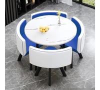 Dining Table Set with 4 Chairs, Round Kitchen Table and Chairs for 4, Compact Conference Tables Chair Set, Modern Reception Table for Meeting Room, Home kitchen Table (Grey Round Black Chair)