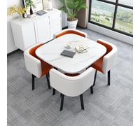 Dining Table Set with 4 Chairs, Round & Square Conference Table, Modern Kitchen Furniture, Compact Size 12.80X80X75CM, Perfect for Dining Room & Small Spaces