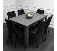 Dining Table Set with 6 Chairs Dining Room and Kitchen table set of 6 KOSY KOALA Dark Grey One Size