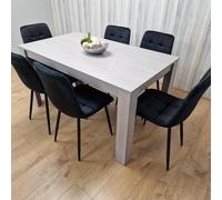 Kosy Koala Dining Table And 6 Chairs Grey 6 Black Velvet Chairs Wood, Multi