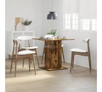 Dining Table smoked oak 80x80x75 cm Engineered Wood Minimalist Square Base Solid