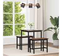 Dining Table Smoked Oak Engineered Wood Top Black Metal Legs Compact 60x60x75 cm