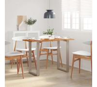 Dining Table Solid Acacia Wood 110x50x76 cm Silver Iron Legs Industrial Rustic.