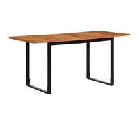 Dining Table Solid Acacia Wood 160x80x75 cm Natural Brown Iron Frame Top