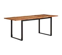 Dining Table Solid Acacia Wood Brown 180x90x75 cm Iron Frame IndustrialRusticEco