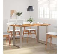 Dining Table Solid Acacia Wood Live Edge 118x58cm Industrial Steel Legs