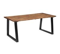 vidaXL Solid Acacia Wood Dining Table 180cm Dining Room Desks Steel Legs Stand