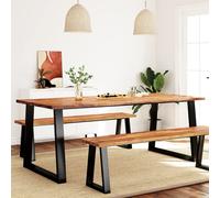 Dining Table Solid Acacia Wood Live Edge Natural 200x90x75 cm Industrial ULegs.