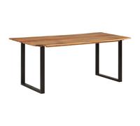Dining Table Solid Acacia Wood Top 180x90x76 cm Black Iron Legs Industrial Style