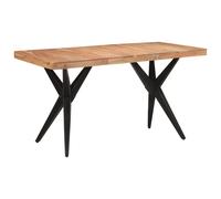 Dining Table Solid Acacia Wood Top Black Powder Coated Iron Legs 140x70x76cm New
