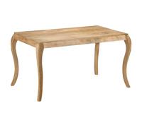 Dining Table Solid Mango Wood 135x75x76 cm Whitewash Handmade Curved Legs