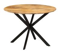 Dining Table Solid Mango Wood Top Powder-Coated Steel Frame Ø110x78cm Natural XL