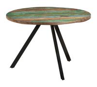 Dining Table Solid Mango Wood Top, Powdercoated Iron Base Brown/Black Ø110x75cm