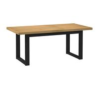 Dining Table Solid Pine Natural 180x90x75 cm Black U-Shaped Legs Rustic 6-Seater