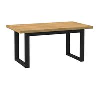 Dining Table Solid Pine Wood Natural Top Black U-Shaped Legs Rustic 160x90x75cm