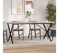 Dining Table Solid Pine Wood Top 180x90x75.5 cm X-Frame Steel Natural Eco