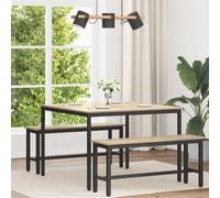 Dining Table Sonoma Oak 110x110x75 cm Engineered Wood Top Black Metal Slim Legs