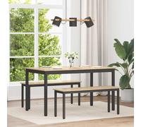 vidaXL Dining Tables 140 x 80 x 75 cm METAL, Modern Dining Table, Stylish Indoor Furniture, Durable Metal Frame, Engineered Wood, Easy To Clean Square Leg Design