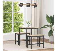 Dining Table Sonoma Oak 60x60x75 cm Engineered Wood Top Modern Black Metal Legs