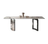 Dining Table Stainless Steel Rock Plate Dining Table Modern Simple Restaurant Villa Home Dining Room Table(180x90x75cm)