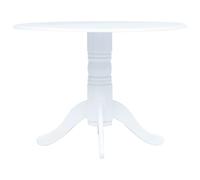 Dining Table White 106cm Round Solid Rubberwood Frame MDF Top Scandi Style Small
