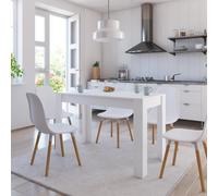 Dining Table White 120x60x76cm Engineered Wood Minimalist Kitchen Bistro Sturdy