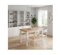 Dining Table White Solid Pine 112x70x76.5cm Live Edge Waxed Top Black Legs Large