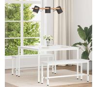 Dining Table White Solid Pine Wood 110x110x75cm Square Metal Legs Modern Elegant