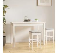 Dining Table White Solid Pinewood 110x55x75 cm Rustic Minimalist Kitchen 4Seater