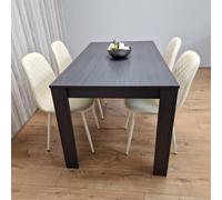 KOSY KOALA Grey Dining Table & 4 Cream Stitched Padded Chairs Kitchen Dining Table for 4 Dining Room Dining Set in Dark Grey KOSY KOALA Dark Grey