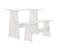 Dining Table with Bench White Solid Pinewood 100x60x73 cm Indoor Outdoor Rustic