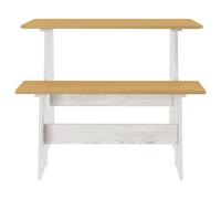 vidaXL Solid Wood Pine Dining Table with Bench Honey Brown and White Desk