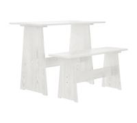 Dining Table with Bench White Solid Pinewood 100x60x73 cm Indoor Outdoor Rustic