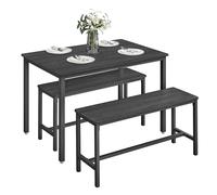 Dining Table with Benches, Ash Black+ Ink Black