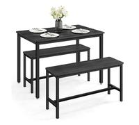 Dining Table with Benches, Charcoal Grey + Ink Black
