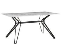 Dining Table BALLINA White Marble 160 cm 90 cm Tempered Glass