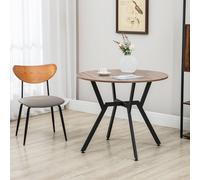 Industrial Dining Table, Round Kitchen Table - Brown