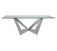 Dining Table With Tempered Glass Top, Lounge Table With Chrome Base, Garden Table For Patio, Kitchen Table Premier Housewares Silver One Size