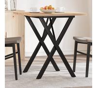 Dining Table X-Frame 70 x 70 x 75.5 cm Brown Solid Wood Pine and Steel
